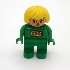 Vintage Lego Duplo Woman Girl Zookeeper Figure Blond Hair Green Shirt and Pants