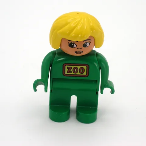 Vintage Lego Duplo Woman Girl Zookeeper Figure Blond Hair Green Shirt and Pants