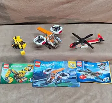 LEGO Creator 31071 Drone Explorer,4198 Helicopter, 4915 Excavator Complete