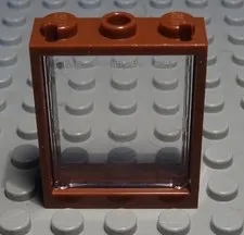 Lego Window 1x3x3 New Brown with Transparent Disc