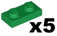 Lego x5 New Green PLATE 1 x 2 Stud Piece Flat Building Part 3023 GR03