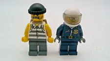 LEGO 60041 Police, Criminal Thief w/ Backpack & Police Officer Minifigures