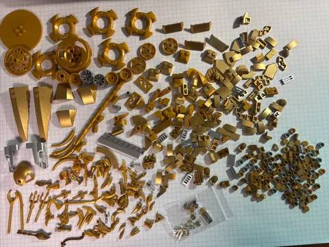 380+ LEGO Pearl Gold & Silver Treasure Lot - Ninjago Weapons Spikes Tiles