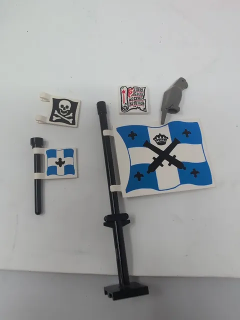 Vtg Pirate Lego Caribbean Flags/Parrot/Treasure Map Lot Of 7