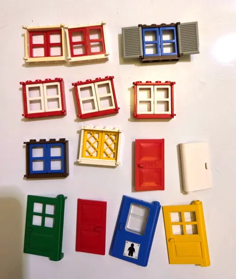 Lot of 14 Windows, Doors Red, Blue, Green, Yellow, White