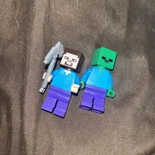 Lego Minifigure Minecraft Steve And Zombie Authentic