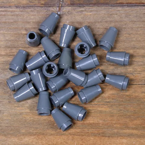 LEGO 59900 Dark Bluish Gray Cone 1 x 1 with Top Groove 4589b Qty 25