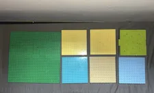 LEGO Baseplate Lot Printed Multicolor Green Blue Tan Yellow Baseplates 6pc