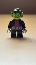 LEGO Beast Boy Minifigure w/ Green Head & Hair, Black Outfit, Purple Torso