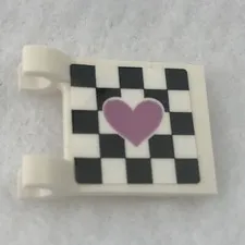 LEGO 2335pb237R White Flag 2 x 2 Square W/ Metallic Pink Heart Pattern