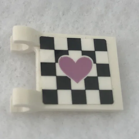 LEGO 2335pb237R White Flag 2 x 2 Square W/ Metallic Pink Heart Pattern