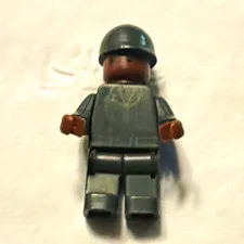LEGO Minifigure Gray Outfit with Dark Green Helmet Plastic Figure
