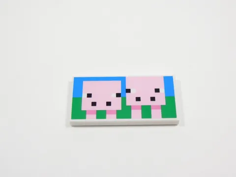 LEGO Minecraft White 2x4 Printed Tile Plate Minifig Pigs S9