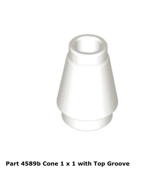 LEGO White 1x1 Cone (4589b) - 100 New Pieces - Building Bricks