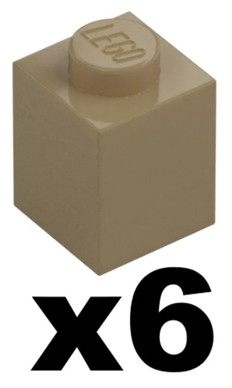 Lego New Mosaic Part 3005 - Qty 6 - BRICK Dark Tan 1 x 1 Stud Pieces D933