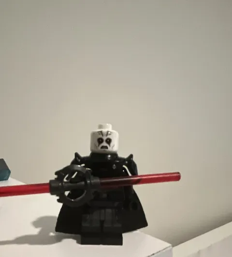 LEGO Star Wars Minifigure Black Outfit White Mask Cape w/ Red Lightsaber