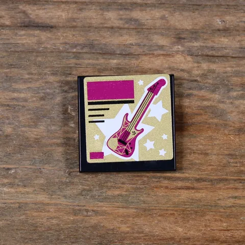LEGO Friends Black Tile 2 x 2 with Guitar and Stars Sticker 3068pb0949