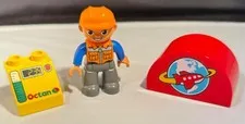 Vintage Lego Duplo Airport Pieces Parts Airport Worker Minifigure Octan Airplane