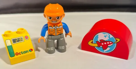 Vintage Lego Duplo Airport Pieces Parts Airport Worker Minifigure Octan Airplane