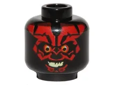 LEGO Minifigure, Head Alien with SW Darth Maul, Red Face, Evil Smile 3626pb1443