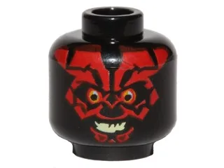 LEGO Minifigure, Head Alien with SW Darth Maul, Red Face, Evil Smile 3626pb1443