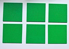 LEGO 16 x 16 Bright Green Baseplates Lot of 6 91405 Bulk Plates Bundle