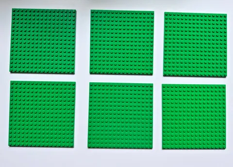 LEGO 16 x 16 Bright Green Baseplates Lot of 6 91405 Bulk Plates Bundle