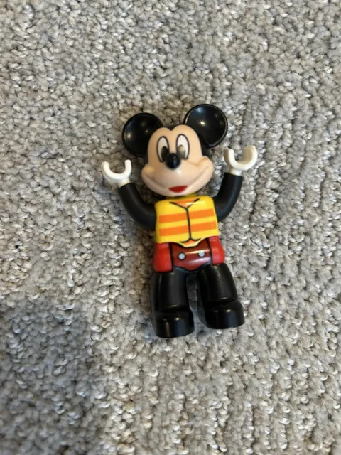 Duplo Lego Mickey Mouse Figure Striped Shirt Red Pants 3" Tall Movable Arms Legs