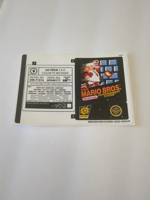 NO BRICKS! LEGO 71374 Nintendo NES Sticker Sheet - Genuine - NEW