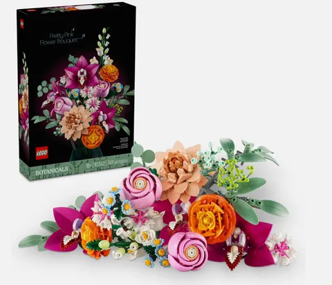 LEGO Botanicals Pretty Pink Flower Bouquet Building Set Decor Gift 10342