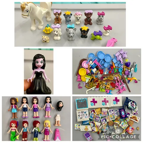 LEGO Friends & Disney Princess Mini Doll Lot - Maleficent, Ariel, Pets 