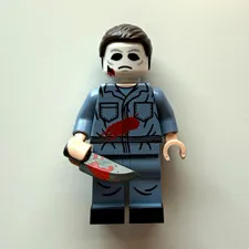 MiniBIGS Halloween Fan v2 Pad Printed Horror LEGO Minifigure with Knife