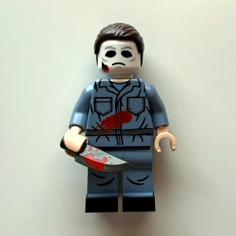 MiniBIGS Halloween Fan v2 Pad Printed Horror LEGO Minifigure with Knife