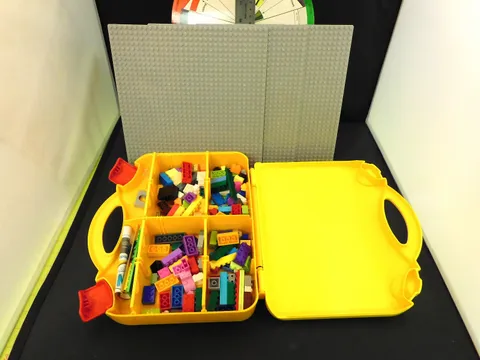LEGO Yellow Storage Container Plastic Case With(3) 32x32 Bases & Loose Legos