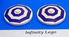 2 LEGO White Dish 4x4 w/ Dark Purple Octagons Friends Beach Umbrella 76013 3960