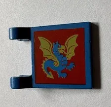 LEGO Flag 2 x 2 Square with Red Square and Yellow / Blue Dragon Pattern 2335px9