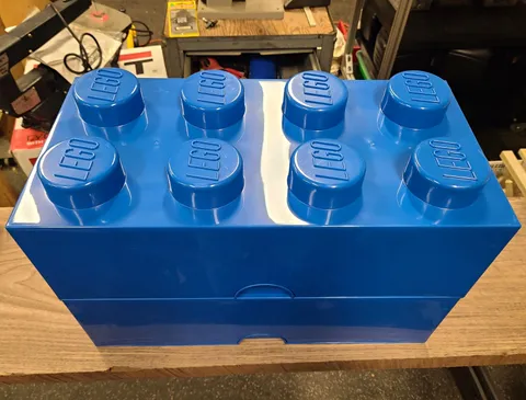 LEGO Blue Storage Brick 2-Drawer Stackable Plastic Organizer, 20x10x12"