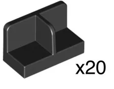 LEGO 1x2 Panel w/ Center Divider Heel Protector Black New (Qty 20) (HEEL SAVERS)