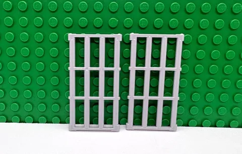 Lego 2 Light Bluish Gray 1x4x6 Barred Jail Door Panel NEW