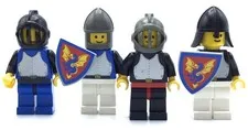 LEGO LOT OF 4 BLACK KNIGHT CASTLE MINIFIGURES VINTAGE FIGS WITH SHIELDS