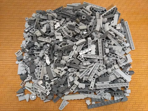 LEGO 600pcs Small Gray Shades Bulk Lot Random Bricks Plates Detail Finishing