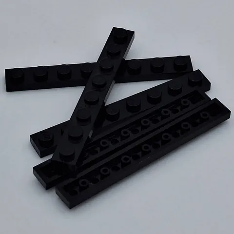 Lego - 5 Basic Black Plate 1 x 8 Studs 3460