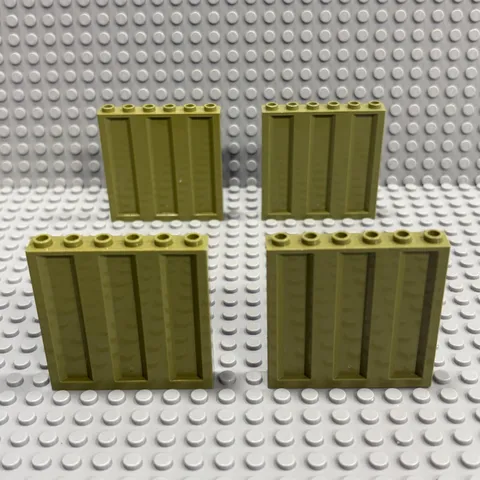 Lego Panel Corrugated Profile 1 x 6 x 5  - Olive Green 4 Pack  (23405)