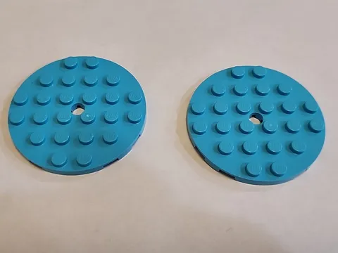 LEGO Bulk Lot of 2 Medium Azure 6X6 Round Plate With Hole # 11213