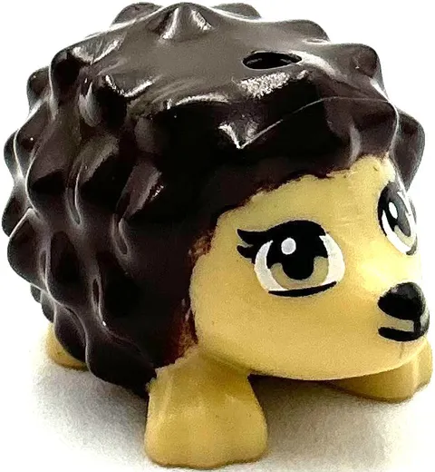 Lego New Dark Brown Hedgehog Mini Doll Style with Black Eyes Eyelashes Nose Part