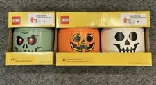 LEGO Halloween Special Edition Storage Head 3 Piece Set Pumpkin Skeleton Franken