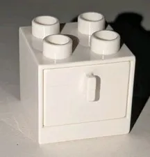LEGO DUPLO WHITE 2X2X1.5 FURNITURE CABINET WITH WHITE DRAWER PIECE PART # 4890