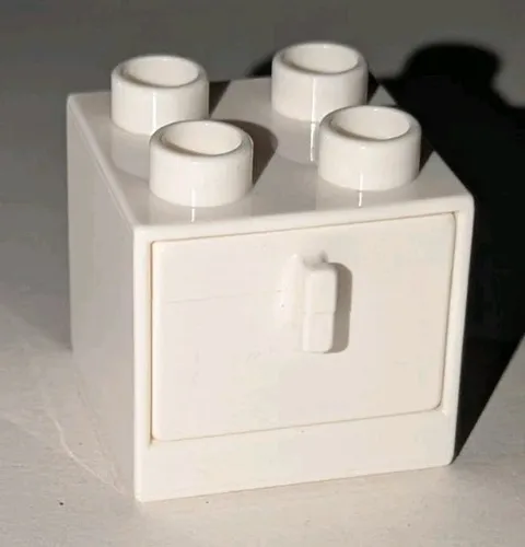 LEGO DUPLO WHITE 2X2X1.5 FURNITURE CABINET WITH WHITE DRAWER PIECE PART # 4890