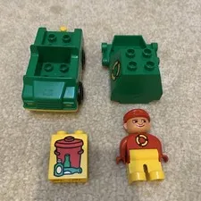 LEGO Duplo 2613 Garbage Refuse Green Truck Set Building Toy 1990 Vintage