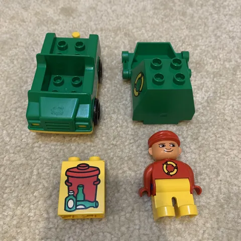 LEGO Duplo 2613 Garbage Refuse Green Truck Set Building Toy 1990 Vintage